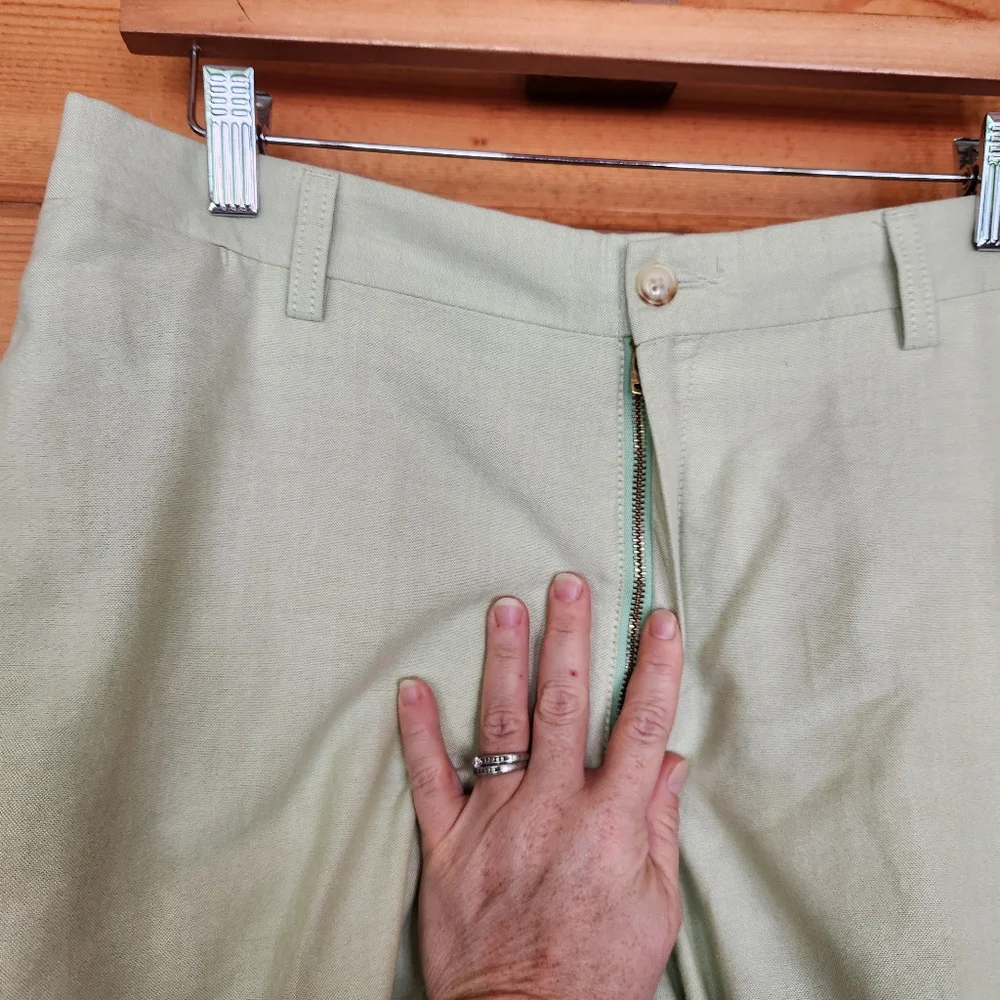 Charleston Khakis Light Green Twill Slacks Trouser Pants Preppy Tall Sz 32 X 34